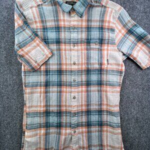 Eddie Bauer Classic Fit Plaid Button Up Shirt Sz TL Blue Orange Tall Large